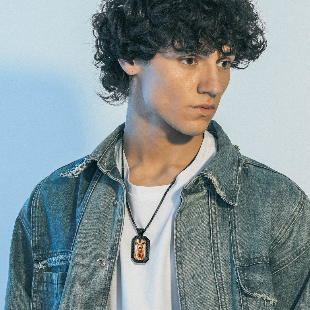Customized Picture Dog Tag Necklace Photo Pendant for Men