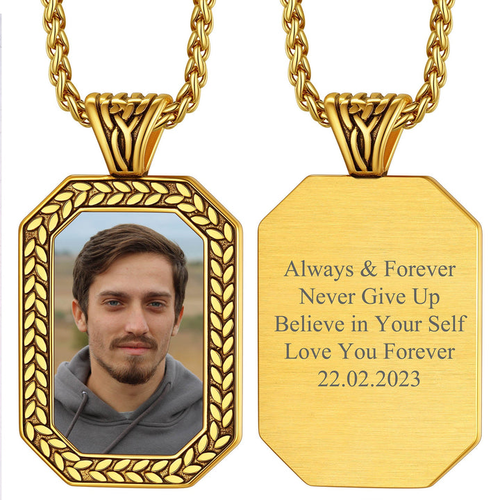 Customized Picture Dog Tag Necklace Photo Pendant for Men