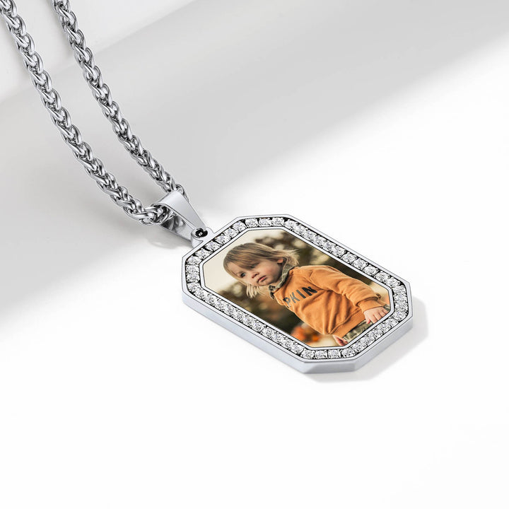 Customized Engraved Picture Dog Tag Necklace Memorial Gift for Men Women