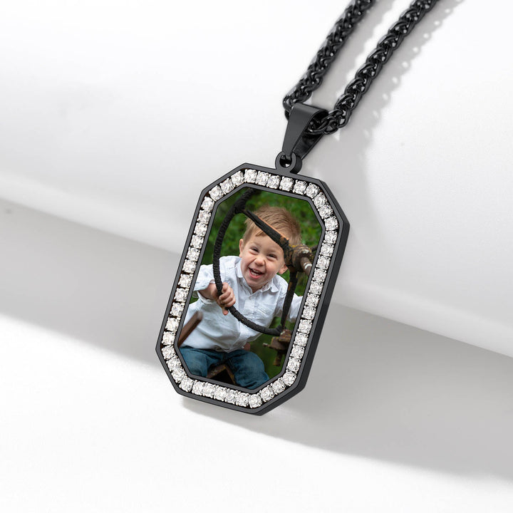 Customized Engraved Picture Dog Tag Necklace Memorial Gift for Men Women