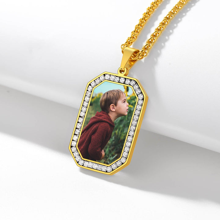 Customized Engraved Picture Dog Tag Necklace Memorial Gift for Men Women