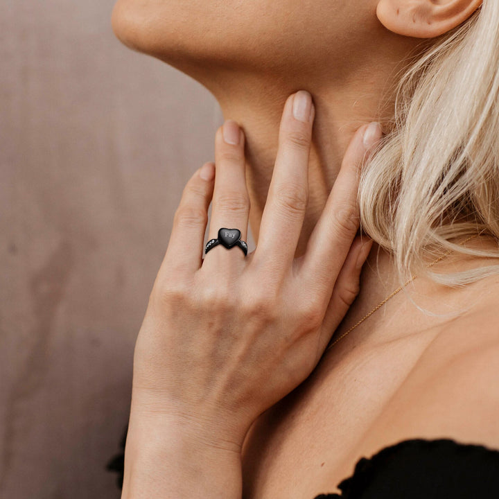 Custom Memorial Heart Cremation Urn Ashes Ring for Women
