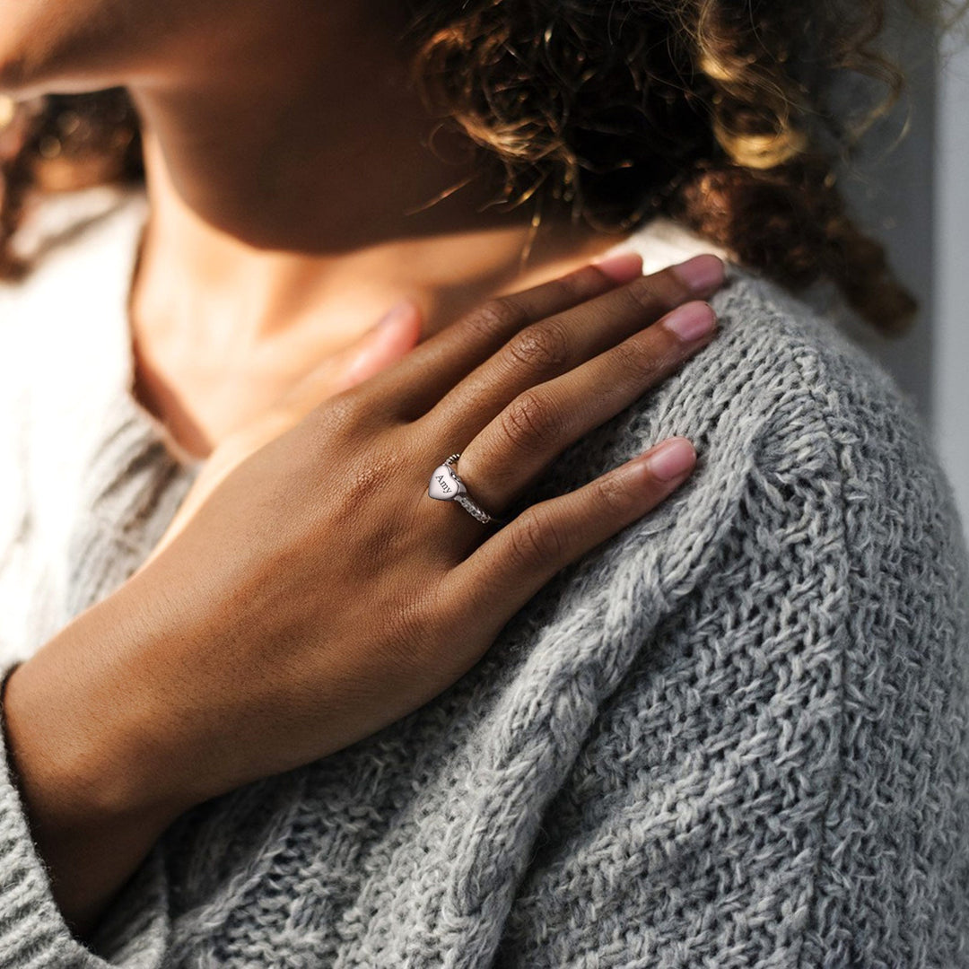 Custom Memorial Heart Cremation Urn Ashes Ring for Women