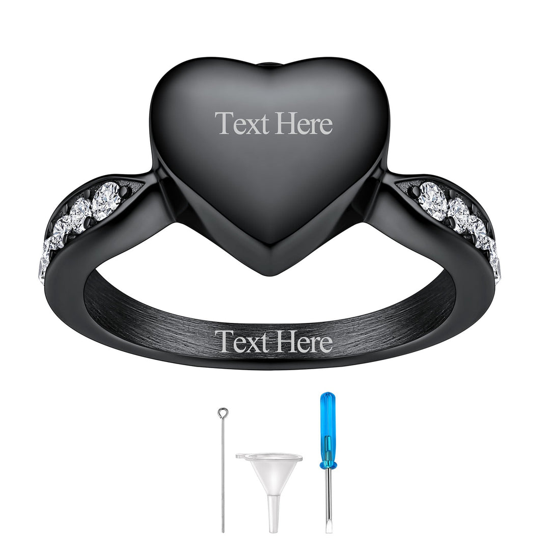 Custom Memorial Heart Cremation Urn Ashes Ring for Women