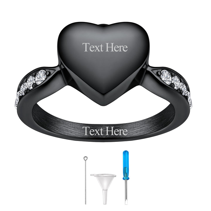 Custom Memorial Heart Cremation Urn Ashes Ring for Women