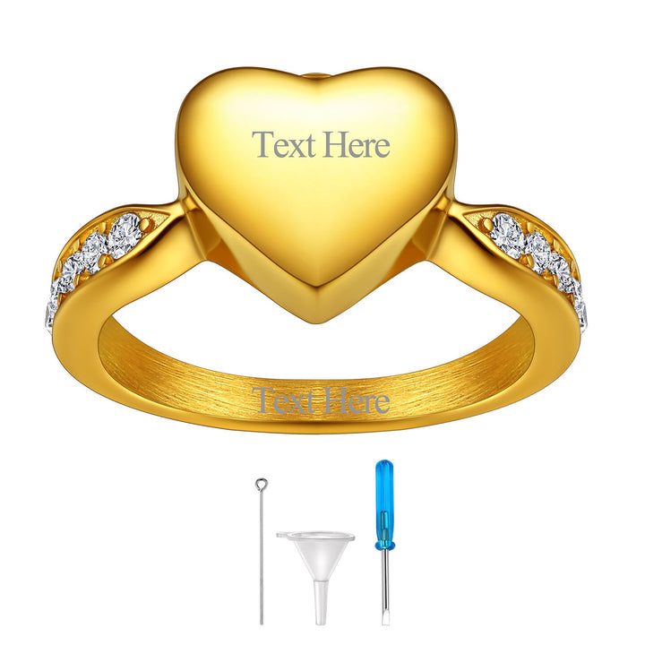 Custom Memorial Heart Cremation Urn Ashes Ring for Women
