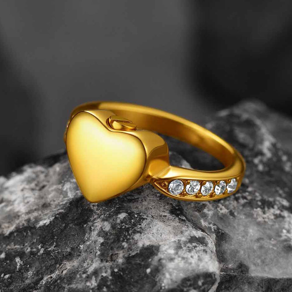 Custom Memorial Heart Cremation Urn Ashes Ring for Women