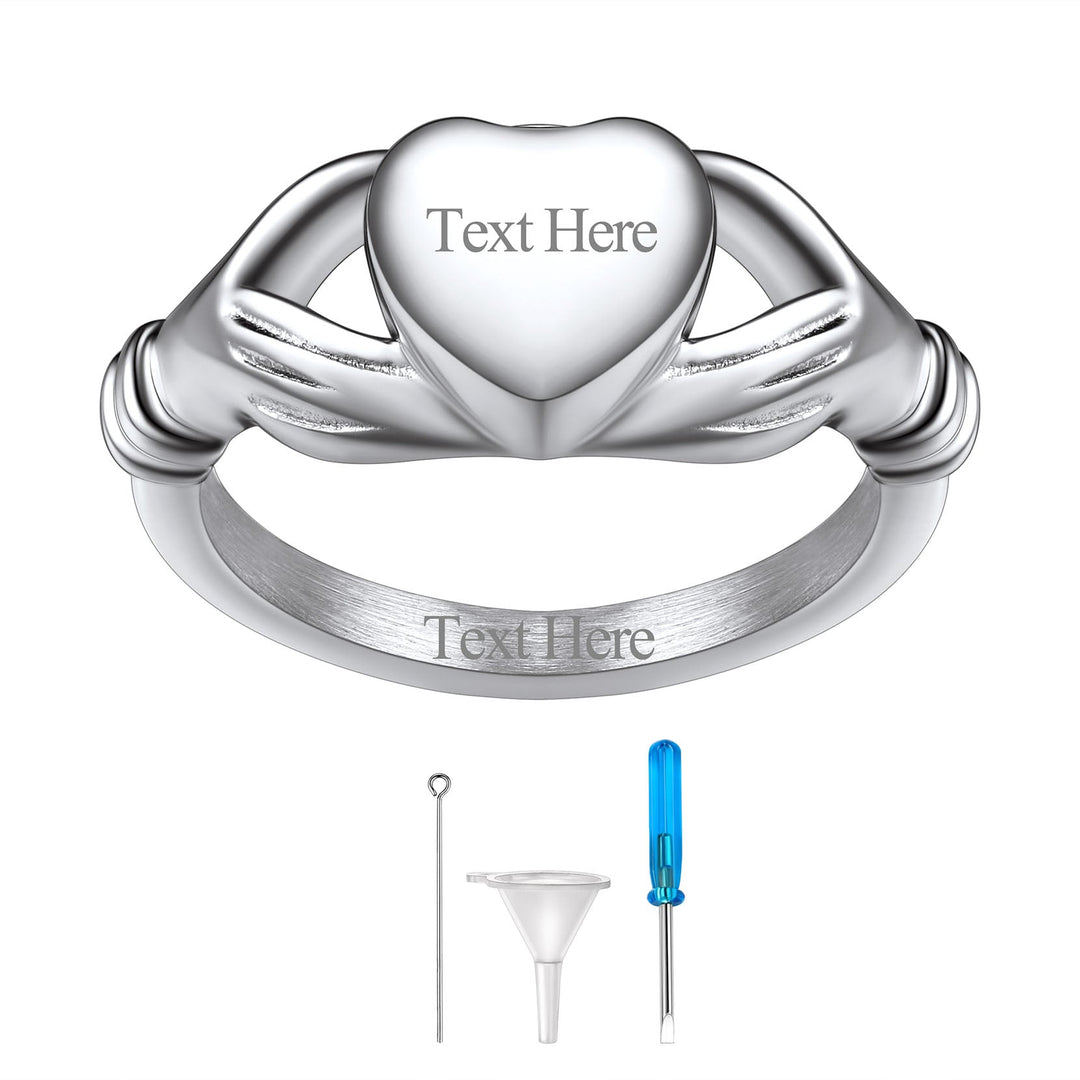Customized Claddagh Heart Celtic Knot Urn Ashes Ring for Women
