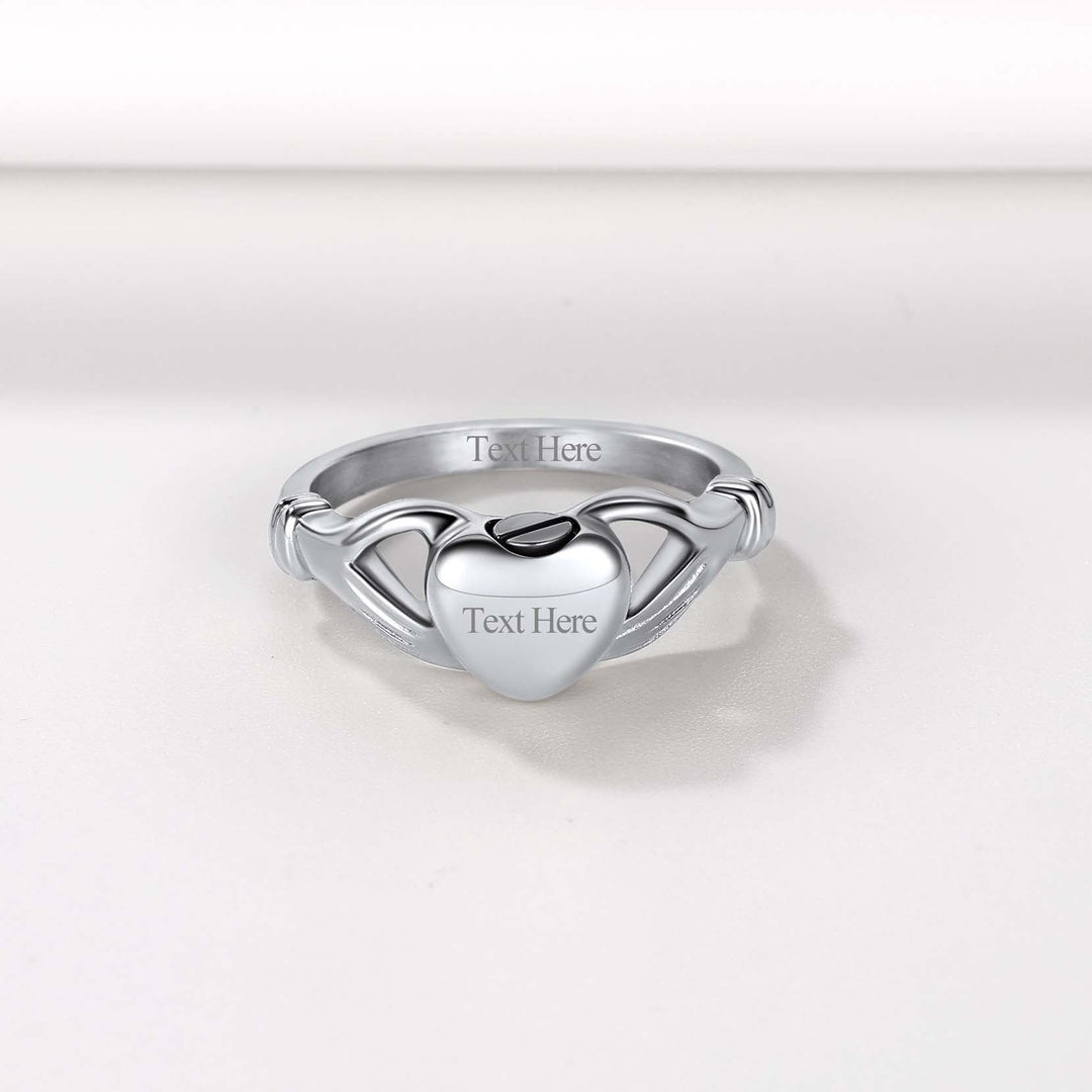 Customized Claddagh Heart Celtic Knot Urn Ashes Ring for Women