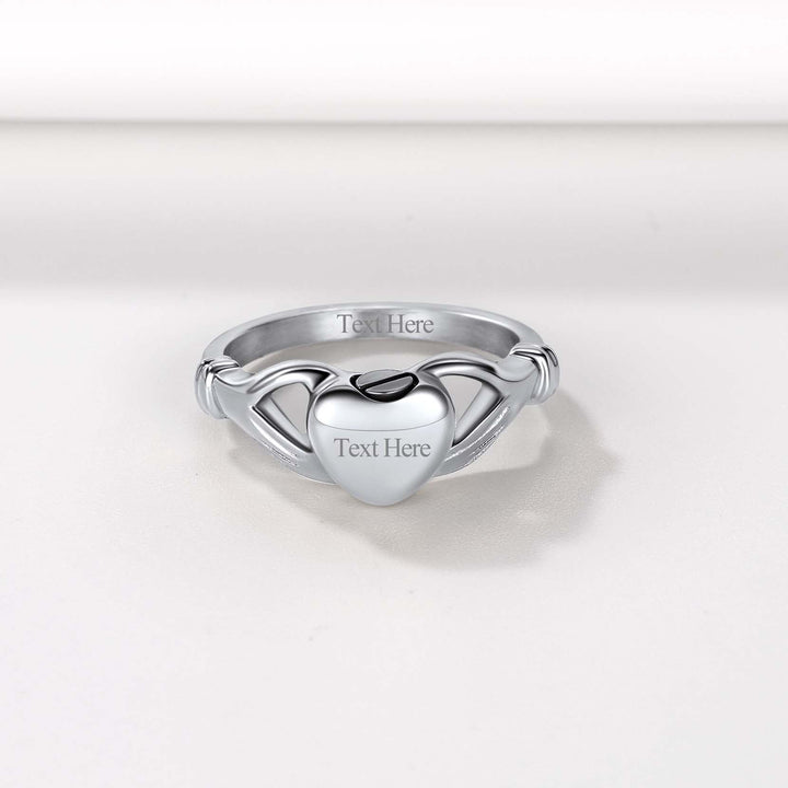 Customized Claddagh Heart Celtic Knot Urn Ashes Ring for Women
