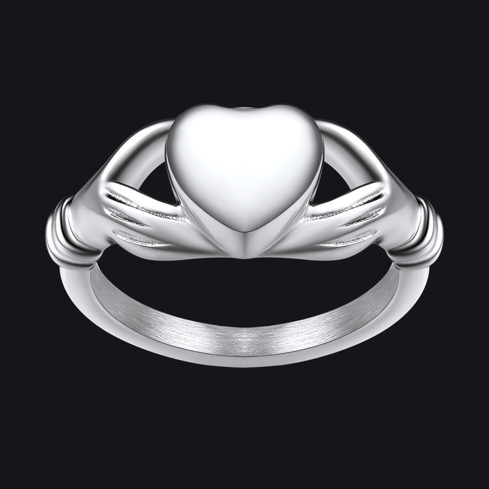 Customized Claddagh Heart Celtic Knot Urn Ashes Ring for Women