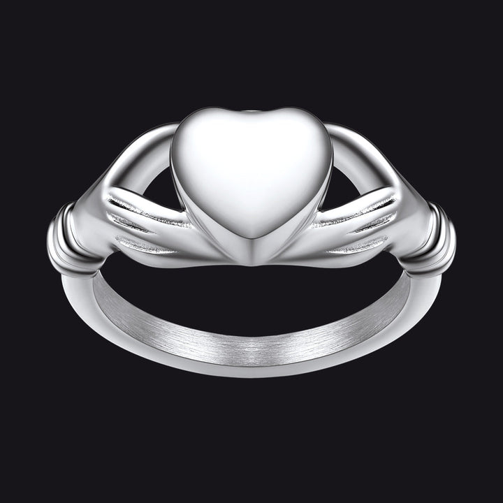 Customized Claddagh Heart Celtic Knot Urn Ashes Ring for Women