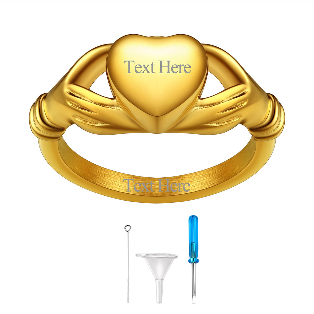 Customized Claddagh Heart Celtic Knot Urn Ashes Ring for Women