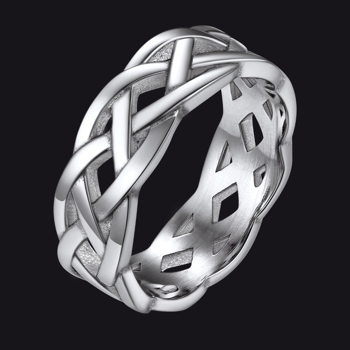 Irish Celtic Knot Band Ring Stainless Steel for Men Women