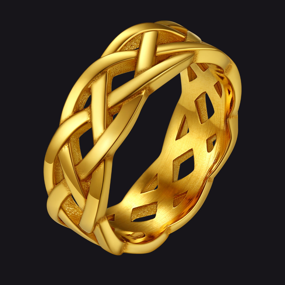 Irish Celtic Knot Band Ring Stainless Steel for Men Women