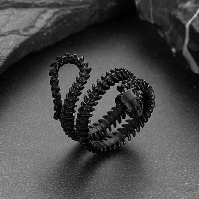 Gothic Snake Skull Bone Ring for Men Women