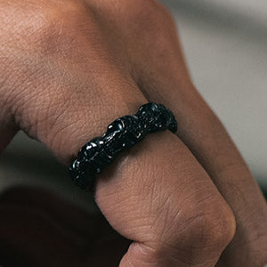 Punk Skull Statement Band Ring for Men in Stainless Steel