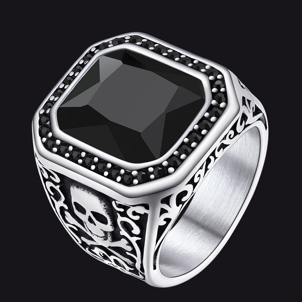 Black Onyx Stone Ring Signet Ring For Men Size 07-12