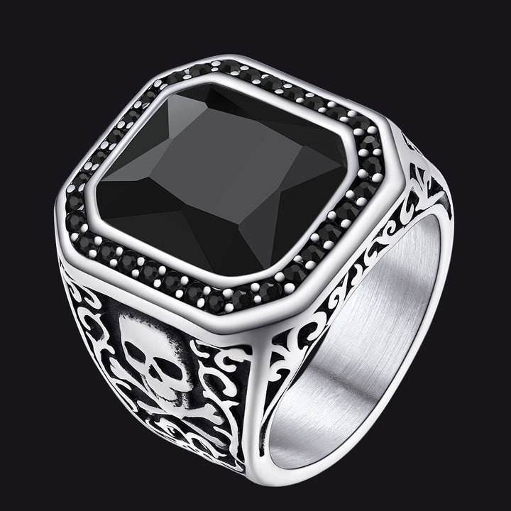 Black Onyx Stone Ring Signet Ring For Men Size 07-12