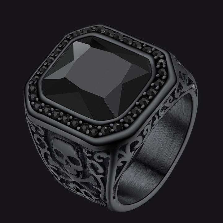 Black Onyx Stone Ring Signet Ring For Men Size 07-12