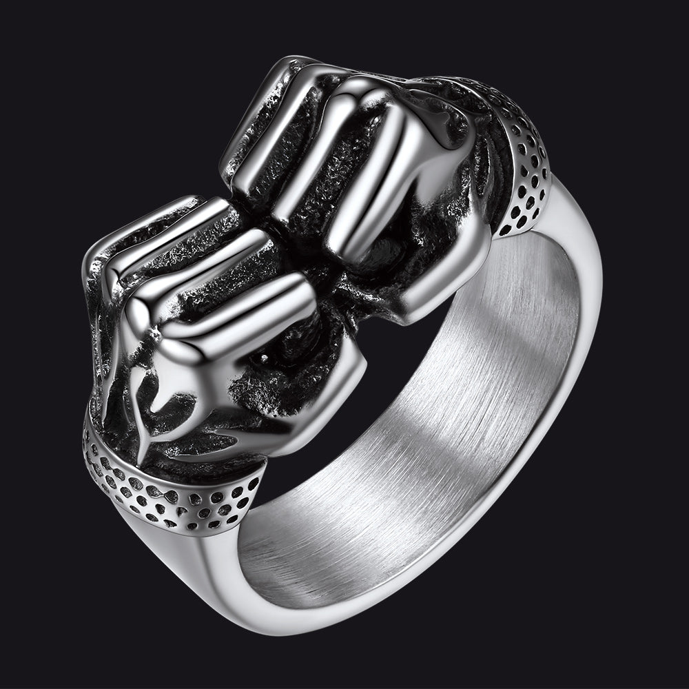 Punk Rock Stainless Steel Boxing Fist Ring for Men