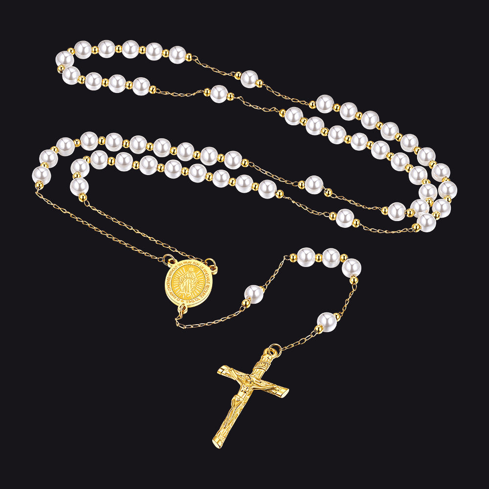 Catholic Virgin Mary Rosary Beads Necklace for Men Women