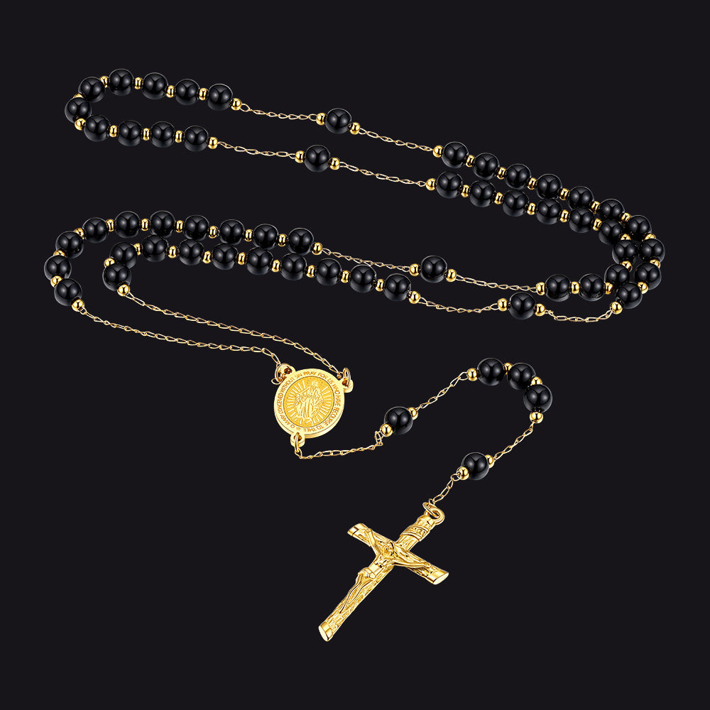 Catholic Virgin Mary Rosary Beads Necklace for Men Women