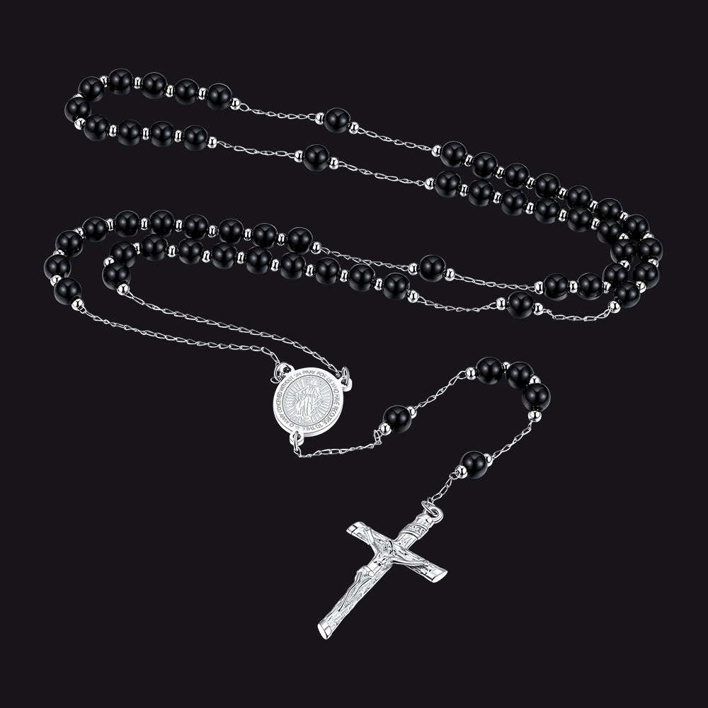 Catholic Virgin Mary Rosary Beads Necklace for Men Women