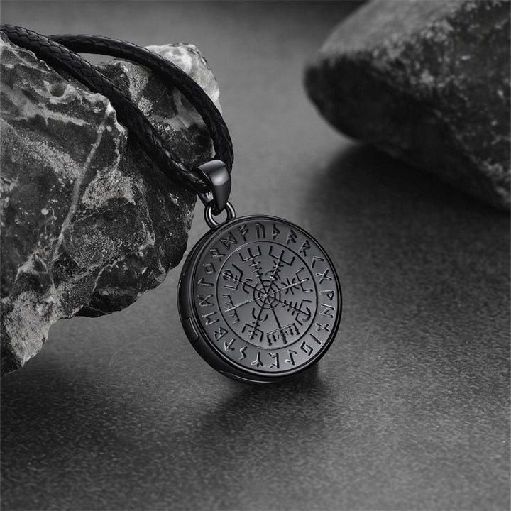 Personalized Photo Locket Necklace with Viking Compass for Men