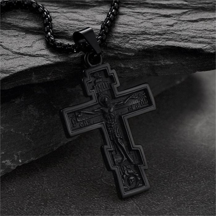 Christian Russian Orthodox Cross Pendant Necklace For Men