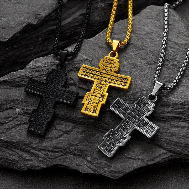Christian Russian Orthodox Cross Pendant Necklace For Men