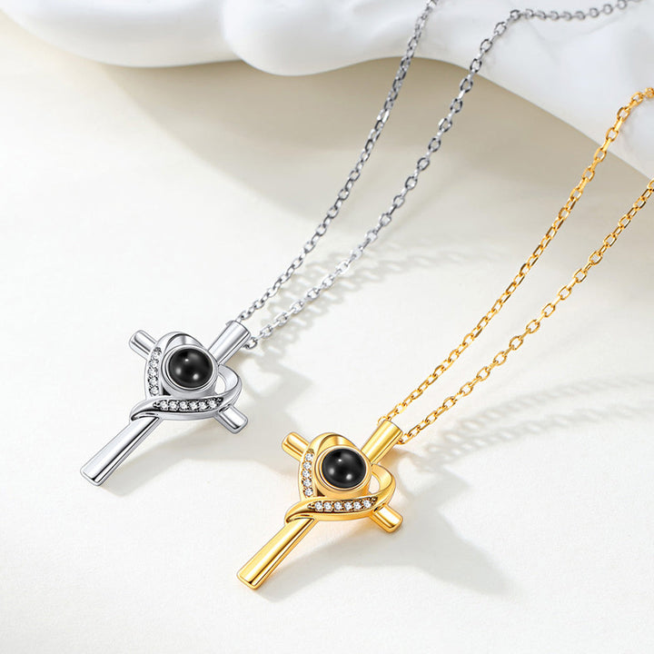 Personalized Projection Photo Cross Necklace for Women Mom