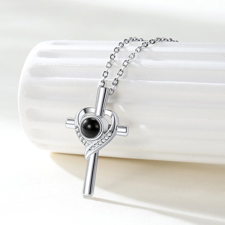 Personalized Projection Photo Cross Necklace for Women Mom