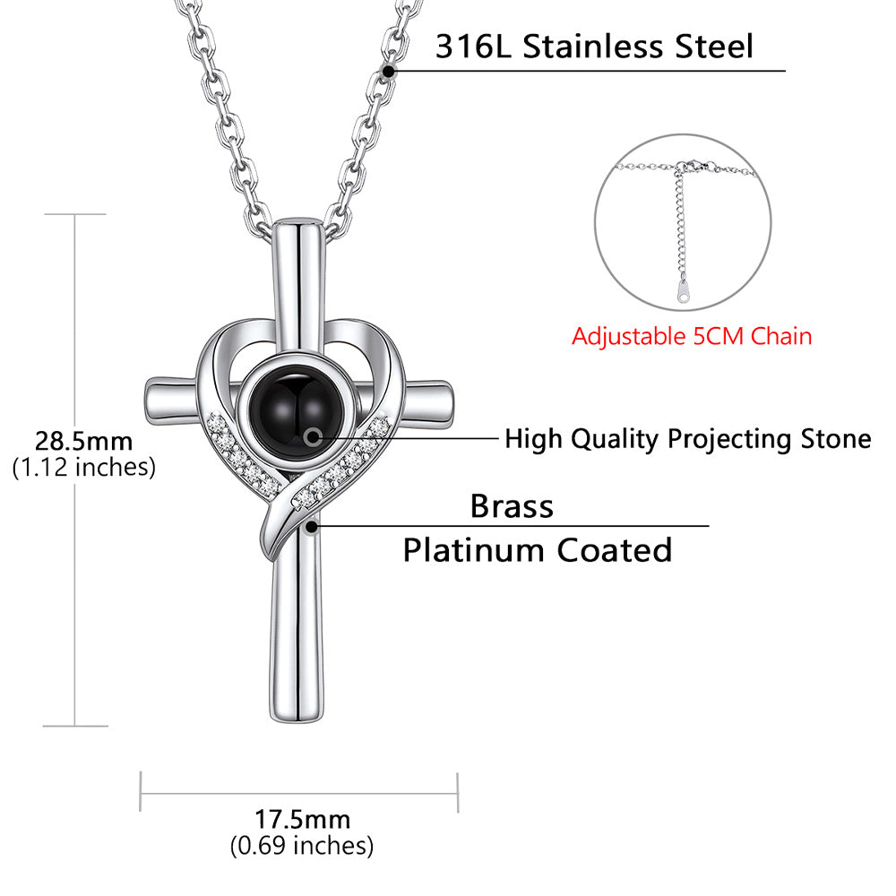 Personalized Projection Photo Cross Necklace for Women Mom