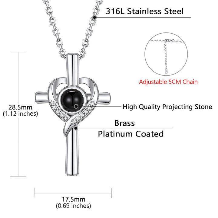 Personalized Projection Photo Cross Necklace for Women Mom