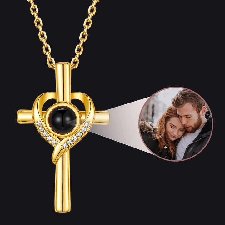 Personalized Projection Photo Cross Necklace for Women Mom