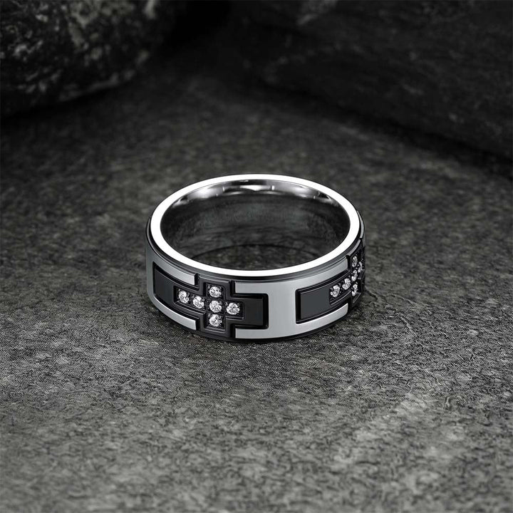 Cross Rings 5A+ Cubic Zirconia Stainless Steel Band Ring