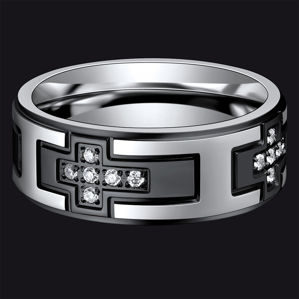 Cross Rings 5A+ Cubic Zirconia Stainless Steel Band Ring