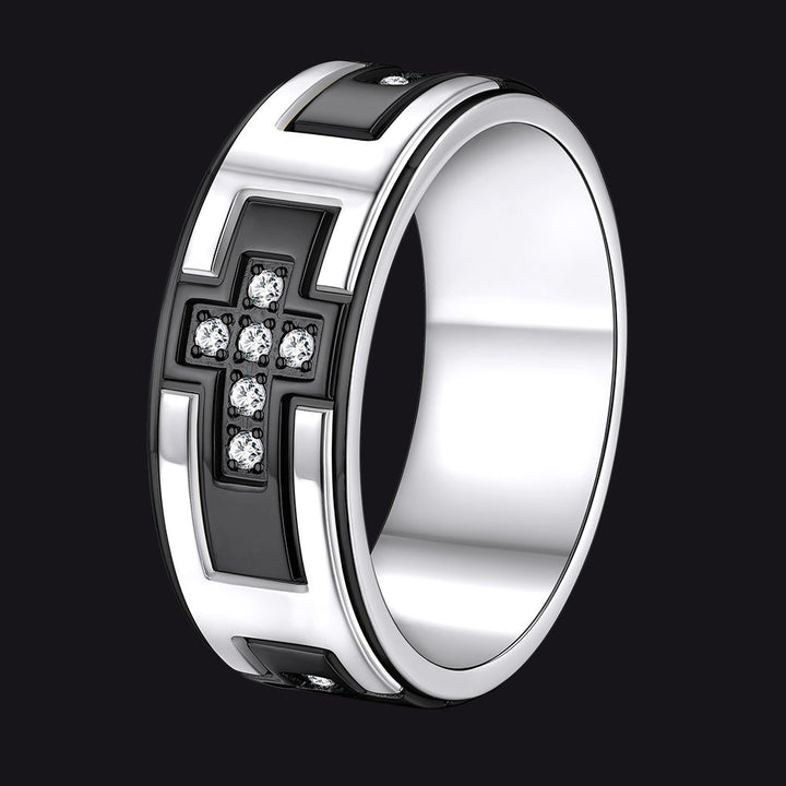 Rotating Cross Meditation Ring Band Ring for Men