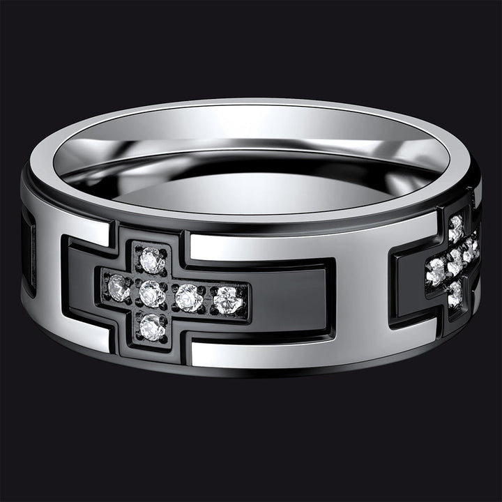 Cross Rings 5A+ Cubic Zirconia Stainless Steel Band Ring