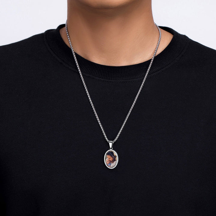 Personalized Saint Christopher Picture Necklace for Men
