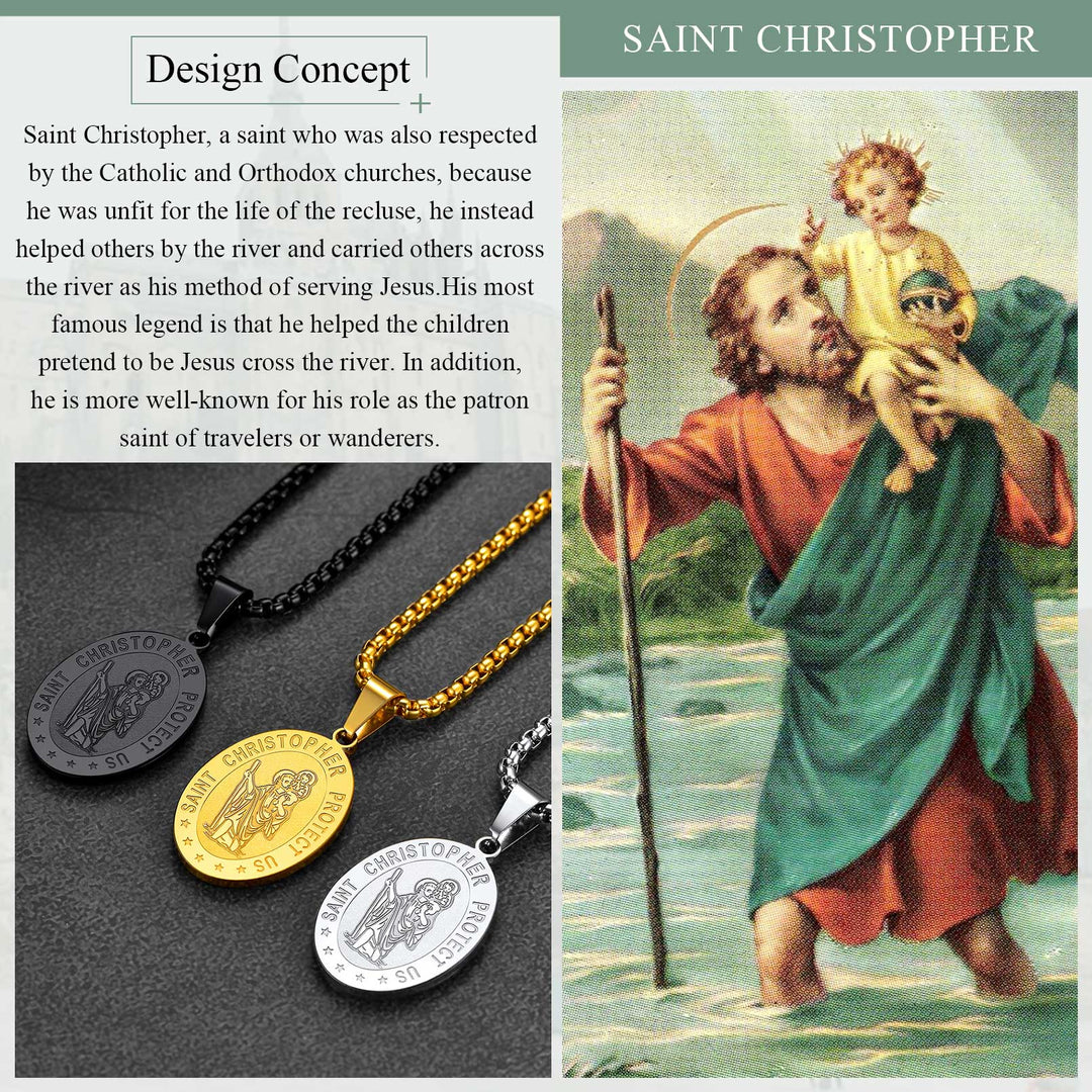 Personalized Saint Christopher Picture Necklace for Men
