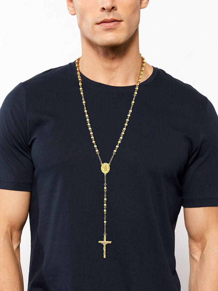 Rosary Beads Cross Necklace of Saint Christopher