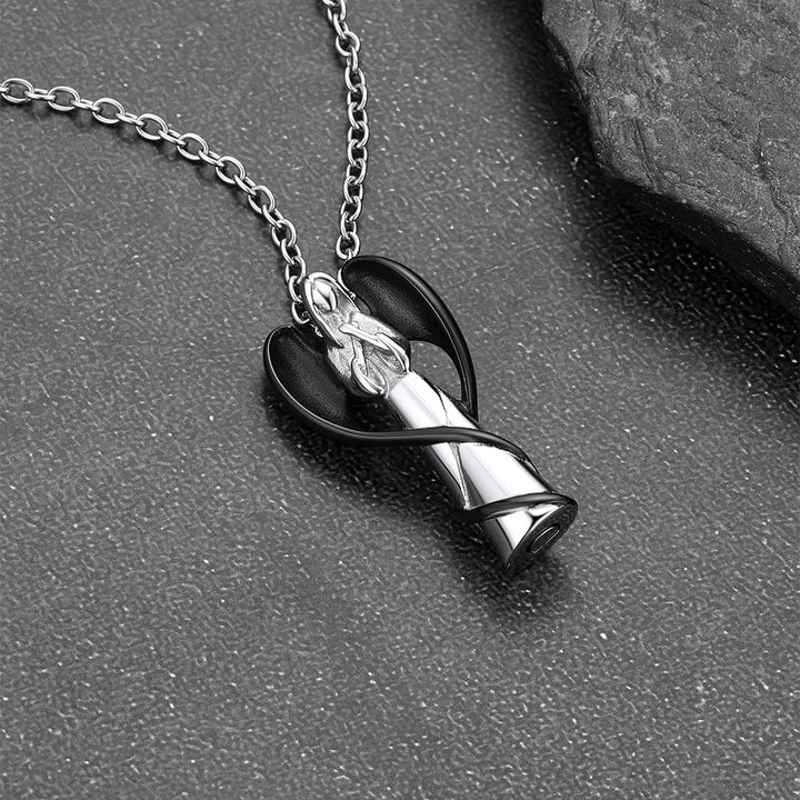 Virgin Mary Angel Wings Urn Cremation Pendant Necklace for Ashes