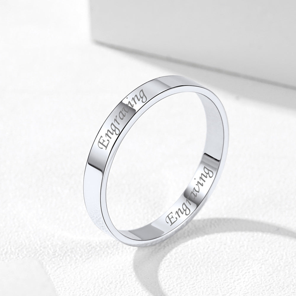 925 Sterling Silver Custom Simple Band Ring for Couples, 3mm/5mm
