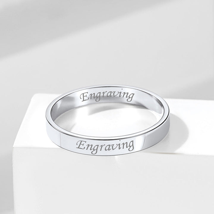 925 Sterling Silver Custom Simple Band Ring for Couples, 3mm/5mm