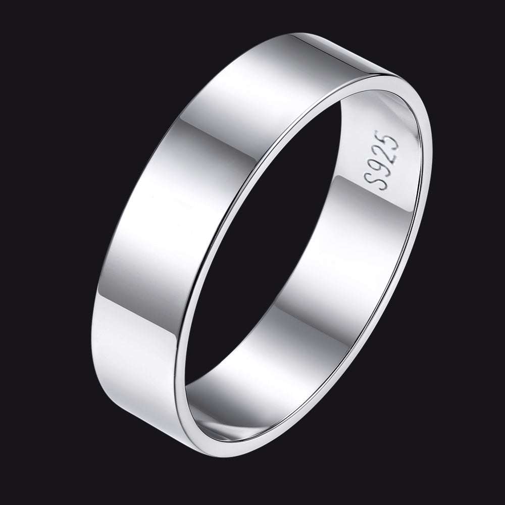925 Sterling Silver Custom Simple Band Ring for Couples, 3mm/5mm