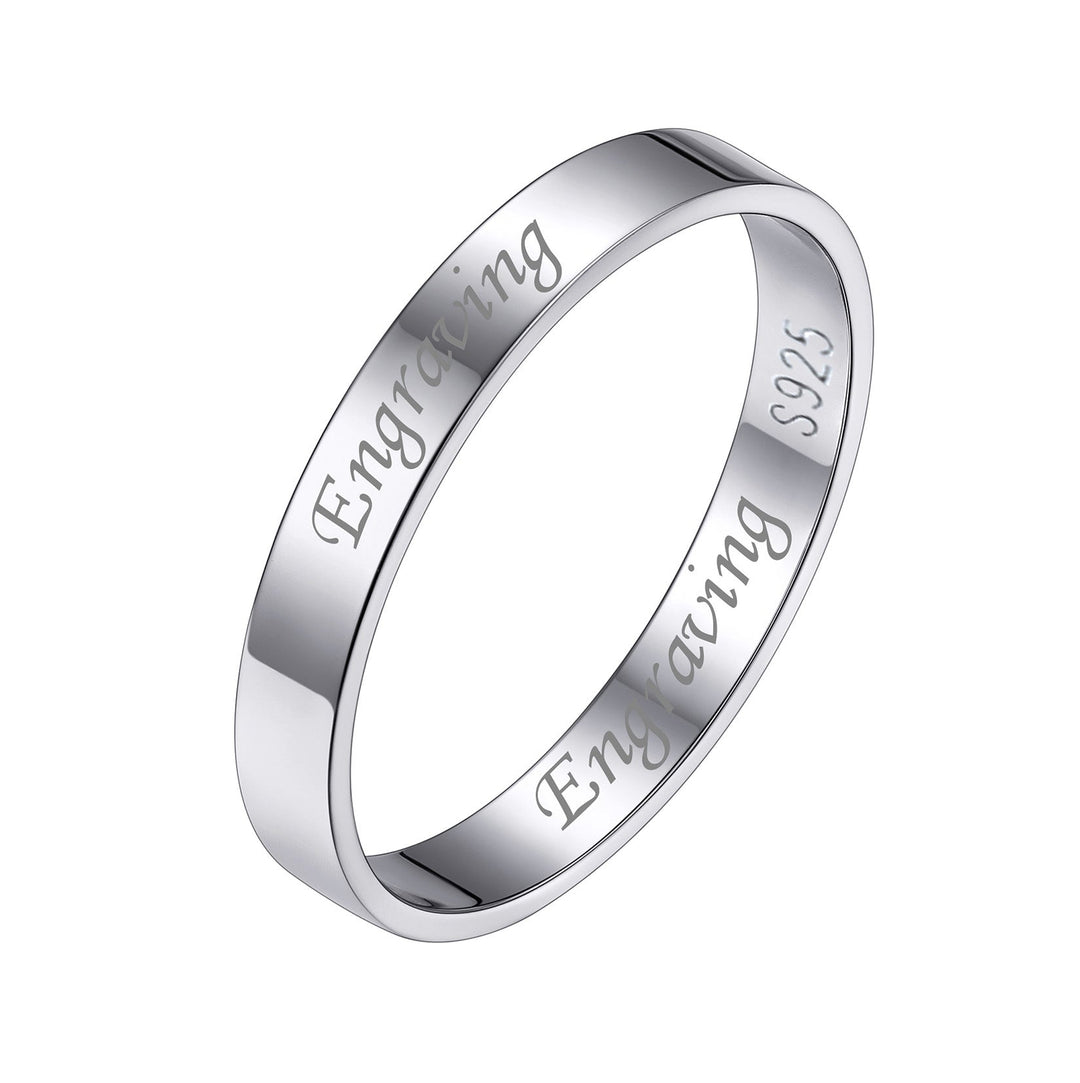 925 Sterling Silver Custom Simple Band Ring for Couples, 3mm/5mm