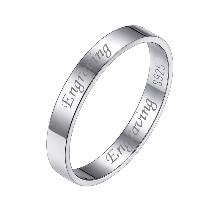 925 Sterling Silver Custom Simple Band Ring for Couples, 3mm/5mm
