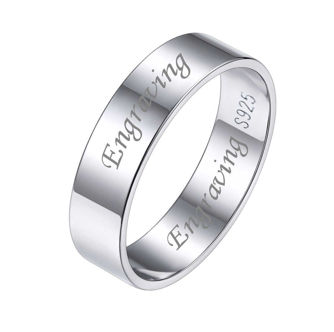 925 Sterling Silver Custom Simple Band Ring for Couples, 3mm/5mm
